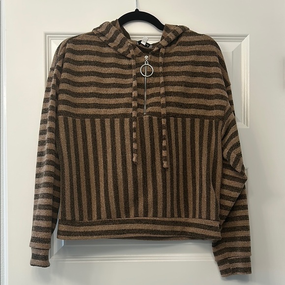 White birch Striped Brown Hoodie - Picture 1 of 7